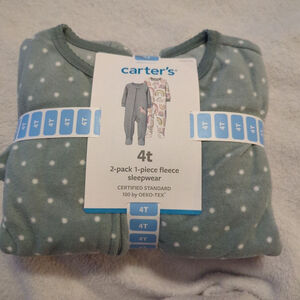 Girls Carter's 2-Pack Fleece Pajama Sets 4T Green White Rainbow